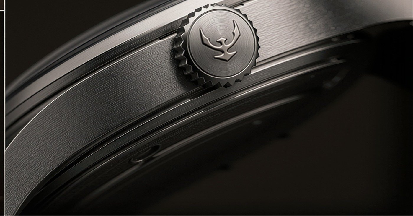 Close-up of the RONNOR crown engraved with the falcon emblem